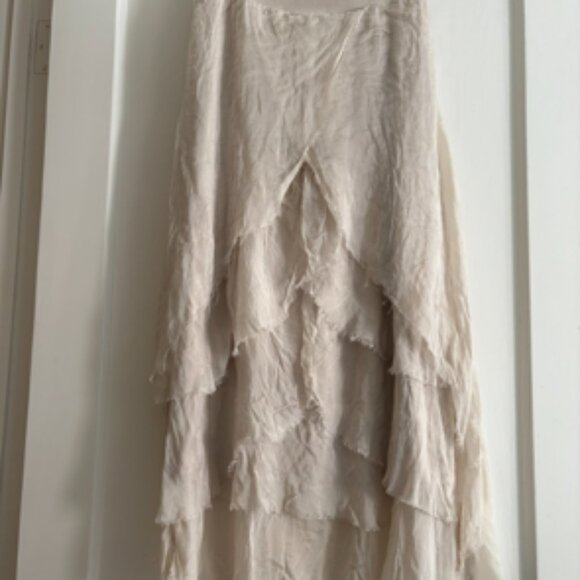 NWT Tempo Paris Pale Pink Pull-on Draped Midi Skirt Size M - Picture 1 of 7